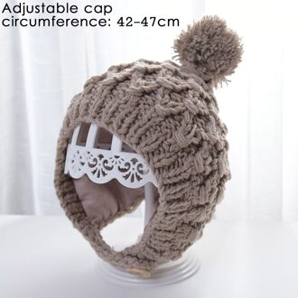 Baby Meisjes Jongens Gebreide Caps Kleine Bal Kids Warm Houden Wol Hoed Vintage Effen Kleur Haak Bloem Hoeden Herfst Winter knit Caps khaki