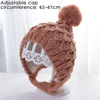 Baby Meisjes Jongens Gebreide Caps Kleine Bal Kids Warm Houden Wol Hoed Vintage Effen Kleur Haak Bloem Hoeden Herfst Winter knit Caps licht oranje