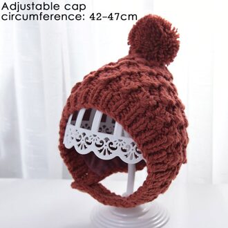 Baby Meisjes Jongens Gebreide Caps Kleine Bal Kids Warm Houden Wol Hoed Vintage Effen Kleur Haak Bloem Hoeden Herfst Winter knit Caps steen rood