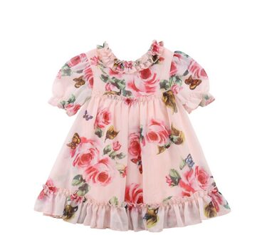 Baby Meisjes Jurk Bloem Bladerdeeg Mouwen A-Lijn Jurk Voor Baby Meisjes Party Prinses Jurken Baby Meisjes kleding 3M
