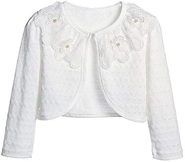 Baby Meisjes Kant Vest Meisjes Bolero Vest Lange Mouw Kant Jas Voor Trouwjurk Party Wit Meisjes Kleding Bovenkleding 4T