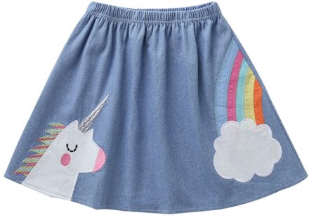 Baby Meisjes Kleding Eenhoorn Regenboog Gedrukt Denim Rok Voor Meisjes Kinderkleding Kids Peuter Uitloper Tutu Rokken Peuter 6m