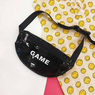 Baby Meisjes Mode Pu Lederen Taille Zakken Kids Kinderen Crossbody Schouder Tas Brief Gedrukt Taille Packs zwart