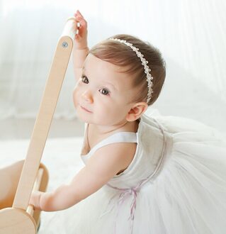 Baby Meisjes Prinses Kant Bloemen Diamant Parel Hoofdbanden Elastische Haarbanden Elastische Haarbanden Baby Brede Tulband Hoofd Decor