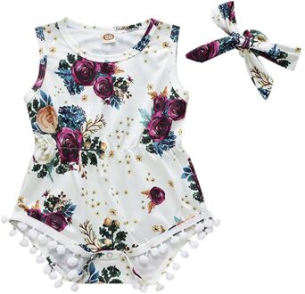 Baby Meisjes Zomer Bodysuits Katoen Kind Lichaam Mouwloze Bodyduit Headhand 2 Stuks Kleding Jumpsuit Baby Boy Girl Body 0-6 Months