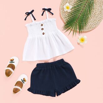 Baby Meisjes Zomer Kleding Set Mouwloze Ruches Vest Top En Broek 2 Stuks Outfits Set Peuter Meisje Kleding 74(3-6M)