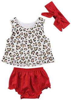 Baby Meisjes Zomer Outfits Kleding Luipaard T-shirt Tops + Broek Hoofdband Peuter Kids Set 24M