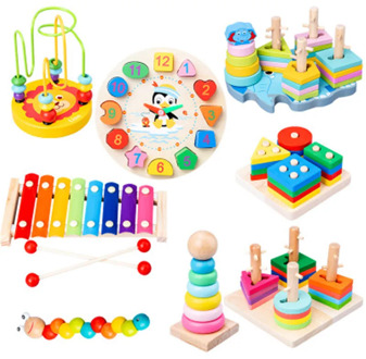 Baby Montessori Educational toy Wooden Puzzle beaded building blocks piano Sensorys Jigsaw Training cognitive Learning Toy Gift