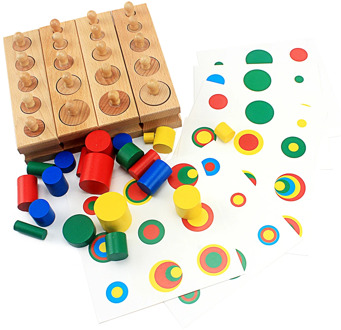 Baby Montessori Educational Wooden Toys Colorful Socket Cylinder Block Set For Children Educational Preschool Early Learning Toy