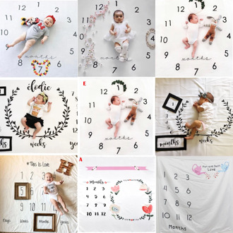 Baby Monthly Growth Milestone Blanket photography props Newborn Background Cloth Commemorate Rug Girls Blanket Kids Shooting