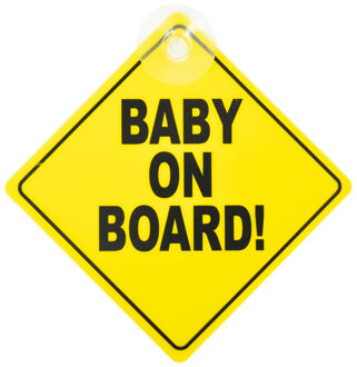 Baby on board veiligheidsbord met zuignap 12 cm Geel