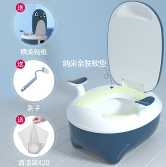 Baby Ondersteek Pinguïn Toilet Seat, Baby Toiletbril blauw Close huid pad