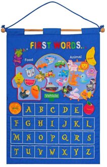 Baby Onderwijs Aid Educatief Speelgoed Doek Leren Engels Brief Weer Datum Seizoen Kalender Weer Pocket Grafiek Opknoping Tas blauw