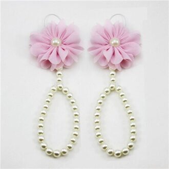 Baby Parel Enkelbanden Schoen Sieraden Met Bloemen Voet Ketting Baby Kleurrijke Barefoot Enkelband Ketting Accessoires roze