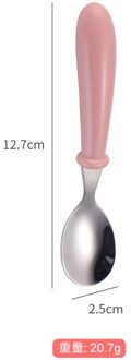 Baby Peuter Baby Lepel Vork Leren Eten Training Servies Roestvrij Staal Vork Kinderen Gebruiksvoorwerp roze lepel