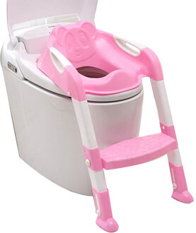 Baby Peuter Potty Toilet Trainer Veiligheid Zetel Stoel Stap met Verstelbare Ladder Zuigeling Wc Training antislip Folding seat Roze