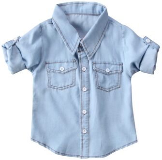 Baby Peuter Unisex Kids Denim Jassen Zomer Half Mouwen Gentleman Jas Shirt Vest Leuke Jeans Blouse Kleding 100