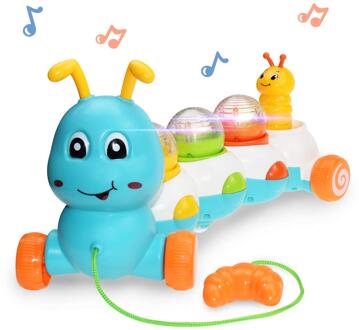 Baby Peuters Speelgoed Musical Pull Langs Worm Speelgoed Met Licht En Geluid Leren Lopen Baby Knippert Speelgoed Voor Jongens meisjes Verjaardag