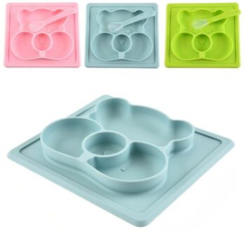 Baby Placemat Siliconen Zuig Platen Voor Kinderen Zuigelingen Voeden Voedsel Servies Lade Gerechten Te Schoon Siliconen Mat Blauw