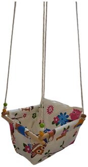 Baby Plafond Swing Gewatteerde Seat Opknoping Hout Canvas Kind Speelgoed Indoor Schudden Kleine Mand Kleurrijke Schommelstoel Hangmat Veilig Stoel Beige