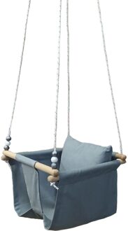 Baby Plafond Swing Gewatteerde Seat Opknoping Hout Canvas Kind Speelgoed Indoor Schudden Kleine Mand Kleurrijke Schommelstoel Hangmat Veilig Stoel grijs