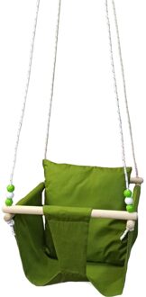 Baby Plafond Swing Gewatteerde Seat Opknoping Hout Canvas Kind Speelgoed Indoor Schudden Kleine Mand Kleurrijke Schommelstoel Hangmat Veilig Stoel groen