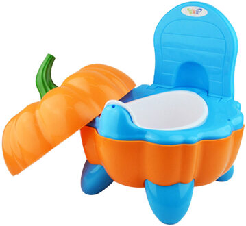 Baby Potje Wc Kom Leuke Pompoen Cartoon Training Pan Toiletbril Kinderen Ondersteek Draagbare Urinoir Comfortabele Rugleuning Pot blauw oranje