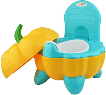 Baby Potje Wc Kom Leuke Pompoen Cartoon Training Pan Toiletbril Kinderen Ondersteek Draagbare Urinoir Comfortabele Rugleuning Pot groen geel