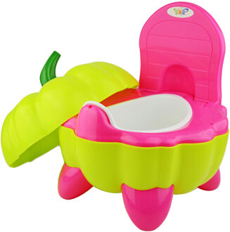 Baby Potje Wc Kom Leuke Pompoen Cartoon Training Pan Toiletbril Kinderen Ondersteek Draagbare Urinoir Comfortabele Rugleuning Pot roze groen