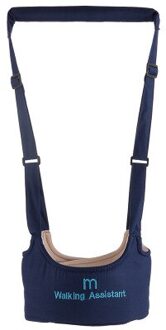 Baby Riem Keeper Baby Harnas Sling Leren Walking Harness Strap Zorg Zuigeling Aid Lopen Assistent Riem Baby Leash donker blauw