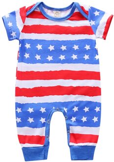 Baby Romper Jumpsuit Korte Mouwen Onafhankelijkheid Dag Ster Streep Baby Baby Jongens Meisjes 4th-of-july Sterren En Gestreepte Gedrukt 3-6 Months