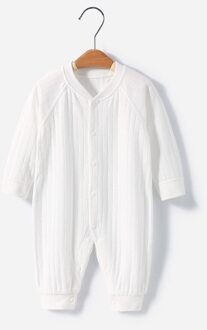 Baby Romper Pak De Jurk Lange Mouw Katoenen Baby Klim Kleding Kleding Baby Jumpsuit Vier Seizoenen Rompertjes Jongen Baby Nachtkleding wit / 3M