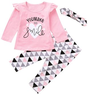 Baby Romper Pasgeboren Baby Kleding Pasgeboren Peuter Infant Baby Meisjes Brief Print Tops Geometrische Broek Outfits Set Kids 'Dingen 12M