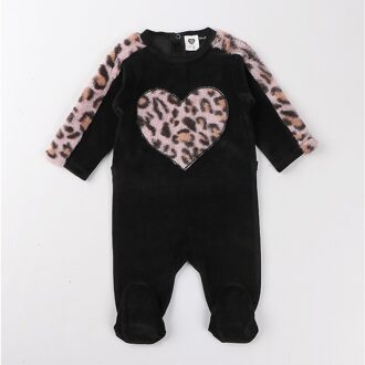 Baby Romper Pyjama Kids Kleding Lange Mouwen Kinderen Kleding Hart Star Baby Overalls Jongen Meisje Kleding Footies Velours Rompertjes zwart velour hart / 6 month