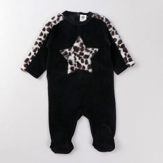 Baby Romper Pyjama Kids Kleding Lange Mouwen Kinderen Kleding Hart Star Baby Overalls Jongen Meisje Kleding Footies Velours Rompertjes zwart velour ster / 9 month
