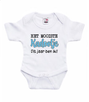 baby rompertje - Kadootje - wit/blauw - vaderdag - babyshower/kraamcadeau 56 (1-2 maanden)