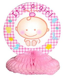 Baby roze tafeldecoratie waaier