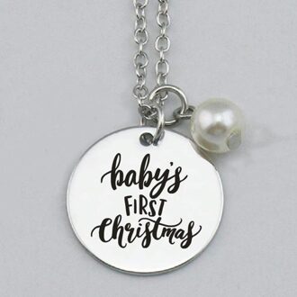 Baby 'S Eerste Kerst Ketting Hanger, Mijn Eerste Kerst Charmes, Kerst Ketting, Gegraveerd Bedels, 22Mm, 5 Stks/partij Keychain