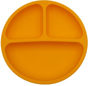 Baby Safe Siliconen Eetkamer Plaat Solid Leuke Cartoon Kinderen Gerechten Training Servies Kids Feeding Bowls Cool oranje