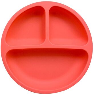 Baby Safe Siliconen Eetkamer Plaat Solid Leuke Cartoon Kinderen Gerechten Training Servies Kids Feeding Bowls koraal oranje
