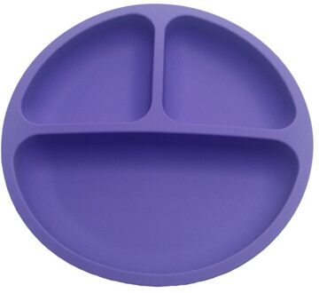 Baby Safe Siliconen Eetkamer Plaat Solid Leuke Cartoon Kinderen Gerechten Training Servies Kids Feeding Bowls paars