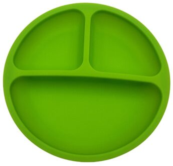Baby Safe Siliconen Eetkamer Plaat Solid Leuke Cartoon Kinderen Gerechten Training Servies Kids Feeding Bowls Po groen