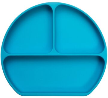 Baby Safe Siliconen Eetkamer Plaat Solid Leuke Cartoon Kinderen Gerechten Zuig Waggel Training Servies Kids Feeding Bowls lucht blauw