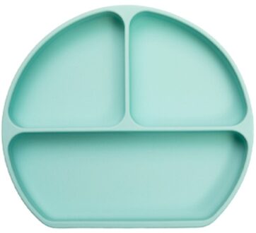 Baby Safe Siliconen Eetkamer Plaat Solid Leuke Cartoon Kinderen Gerechten Zuig Waggel Training Servies Kids Feeding Bowls munt groen