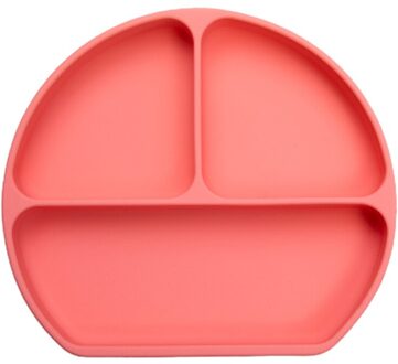 Baby Safe Siliconen Eetkamer Plaat Solid Leuke Cartoon Kinderen Gerechten Zuig Waggel Training Servies Kids Feeding Bowls pruim rood