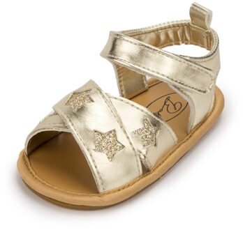 Baby Sandalen Zomer Ster Outdoor Schoenen Rubber Platte Comfortabele Antislip Zachte Zool Baby Meisje Schoenen Peuter babyschoenen goud / 7-12 Months
