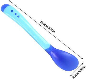 Baby Scoop Temperatuur Warmte Sensing Peuter Vork Siliconen Arc Babyvoeding Lepel Temperatuur Sensor Lepels blauw