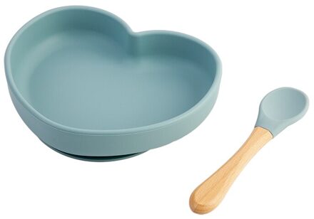 Baby Scution Diner Harten Plaat Voeden Lepel Vork Waterdicht Servies Bpa-vrij Baby Siliconen Diner Plaat Voedsel Voeden Gerechten ether