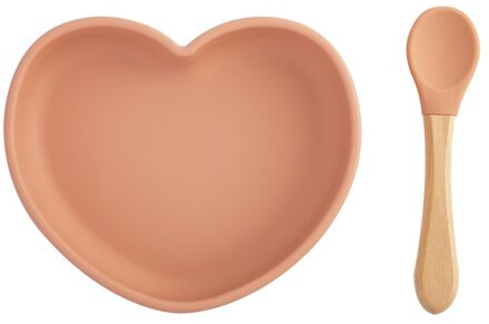 Baby Scution Diner Harten Plaat Voeden Lepel Vork Waterdicht Servies Bpa-vrij Baby Siliconen Diner Plaat Voedsel Voeden Gerechten muted
