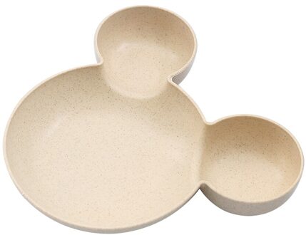 Baby Servies Cartoon Kids Verdeeld Kom Food Grade Eco Tarwe Stro Kinderen Plaat Babyvoeding Servies Eten Gerechten beige bowl